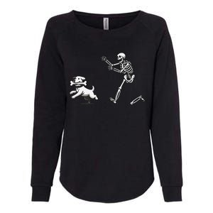 Halloween Dog Funny Skeleton Skeleton Chasing Dog Womens California Wash Sweatshirt