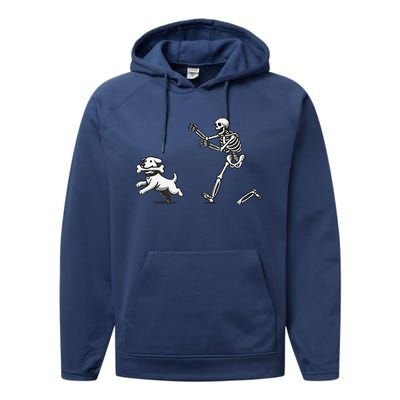 Halloween Dog Funny Skeleton Skeleton Chasing Dog Performance Fleece Hoodie