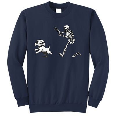 Halloween Dog Funny Skeleton Skeleton Chasing Dog Sweatshirt