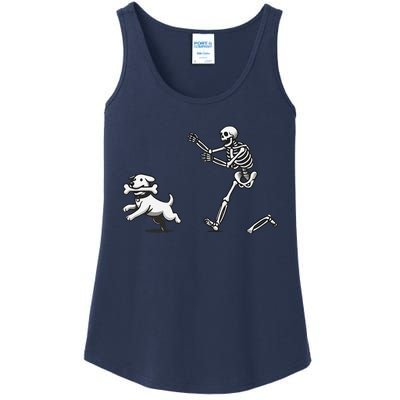 Halloween Dog Funny Skeleton Skeleton Chasing Dog Ladies Essential Tank