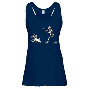 Halloween Dog Funny Skeleton Skeleton Chasing Dog Ladies Essential Flowy Tank