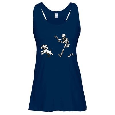 Halloween Dog Funny Skeleton Skeleton Chasing Dog Ladies Essential Flowy Tank