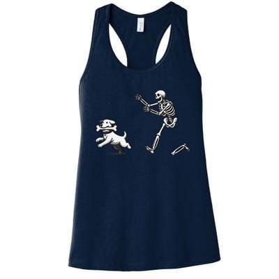 Halloween Dog Funny Skeleton Skeleton Chasing Dog Women's Racerback Tank