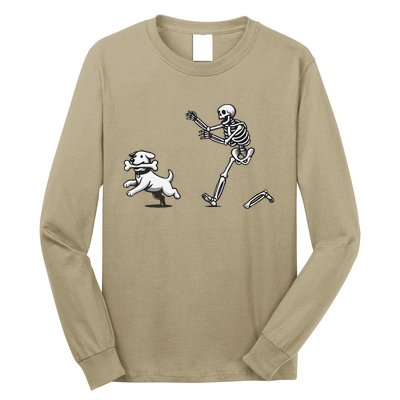 Halloween Dog Funny Skeleton Skeleton Chasing Dog Long Sleeve Shirt