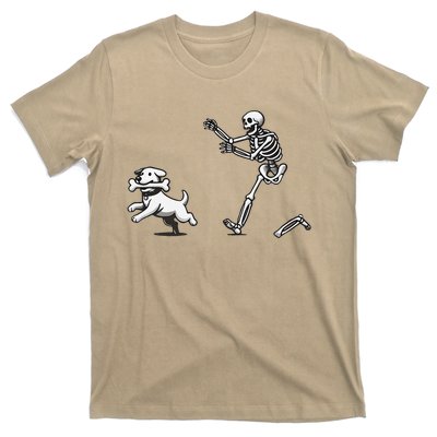 Halloween Dog Funny Skeleton Skeleton Chasing Dog T-Shirt