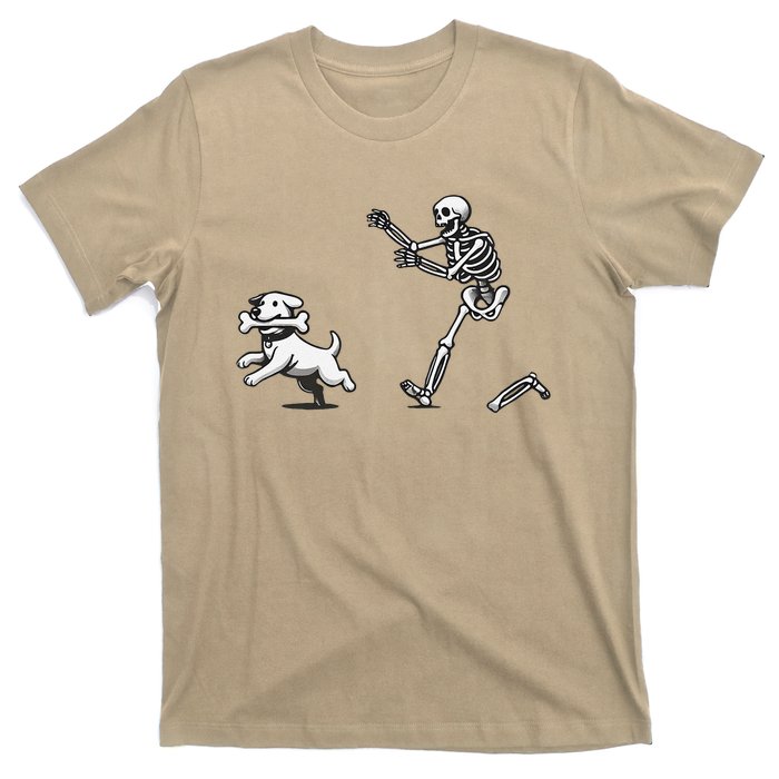 Halloween Dog Funny Skeleton Skeleton Chasing Dog T-Shirt