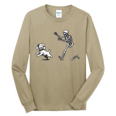 Halloween Dog Funny Skeleton Skeleton Chasing Dog Tall Long Sleeve T-Shirt