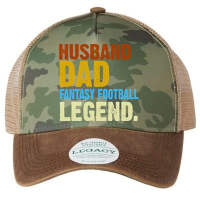 Husband Dad Fantasy Football Legend Legacy Tie Dye Trucker Hat