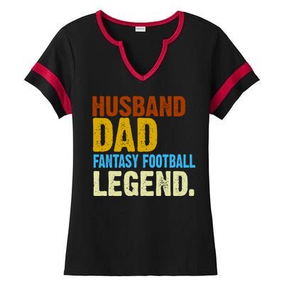 Husband Dad Fantasy Football Legend Ladies Halftime Notch Neck Tee