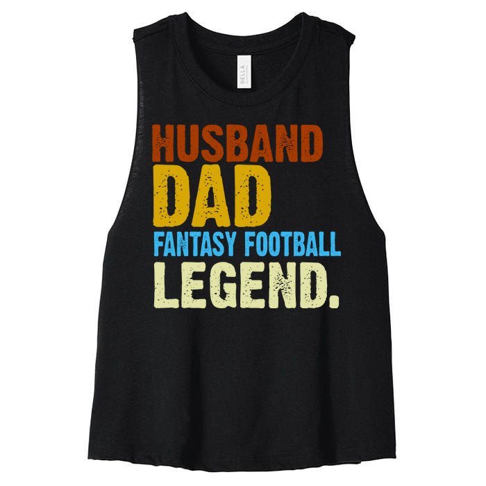 Husband Dad Fantasy Football Legend Women's Racerback Cropped Tank