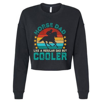 Horse Dad Funny Vintage Equestrian Jockey Fathers Day Cropped Pullover Crew