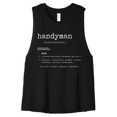 Handyman Definition Funny Dad Handyman Father's Day Gift Women's Racerback Cropped Tank