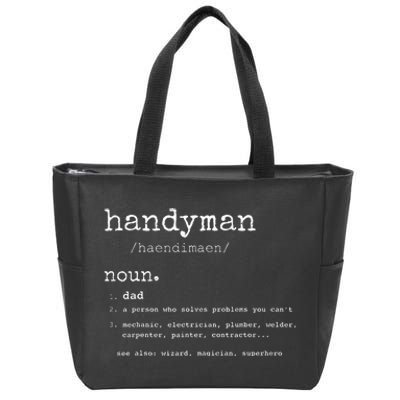 Handyman Definition Funny Dad Handyman Father's Day Gift Zip Tote Bag