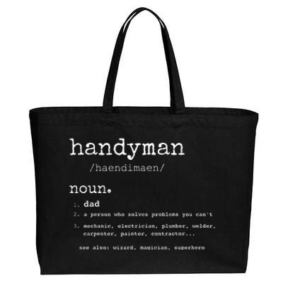 Handyman Definition Funny Dad Handyman Father's Day Gift Cotton Canvas Jumbo Tote