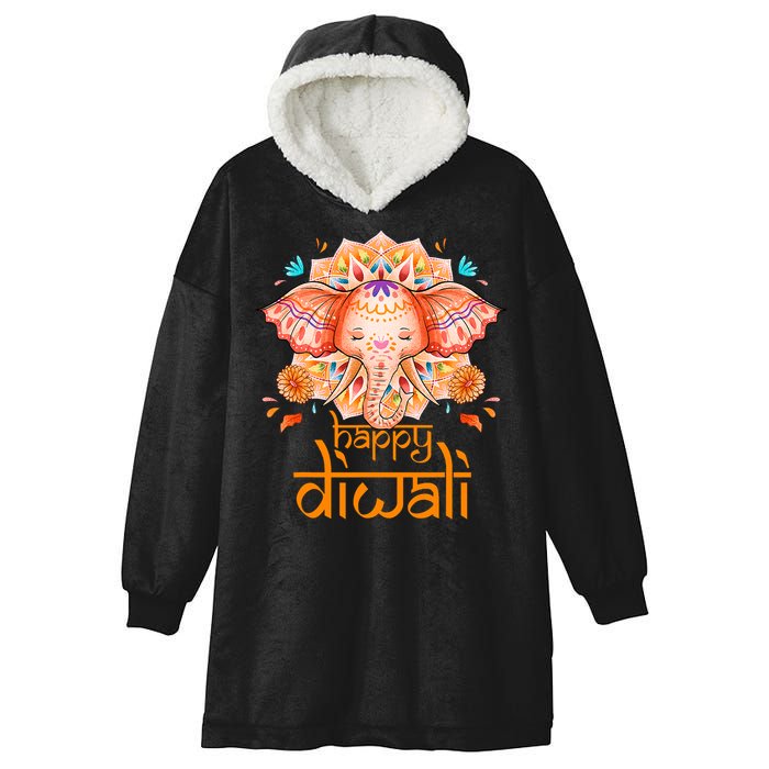 Happy Diwali Festival Of Light Hindu Indian Hooded Wearable Blanket