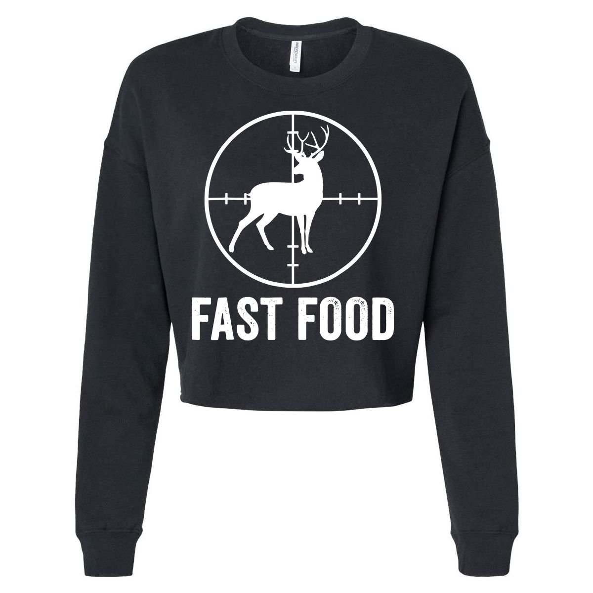 Hunting Deer Fast Food Cropped Pullover Crew