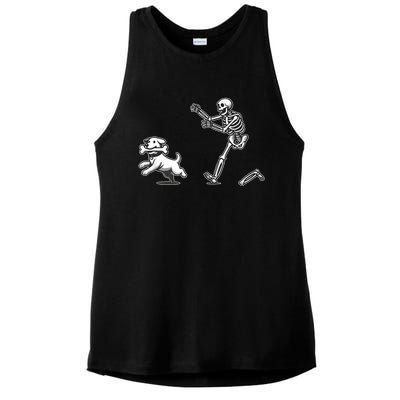 Halloween Dog Funny Skeleton Skeleton Chasing Dog Ladies PosiCharge Tri-Blend Wicking Tank