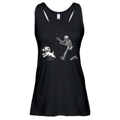 Halloween Dog Funny Skeleton Skeleton Chasing Dog Ladies Essential Flowy Tank