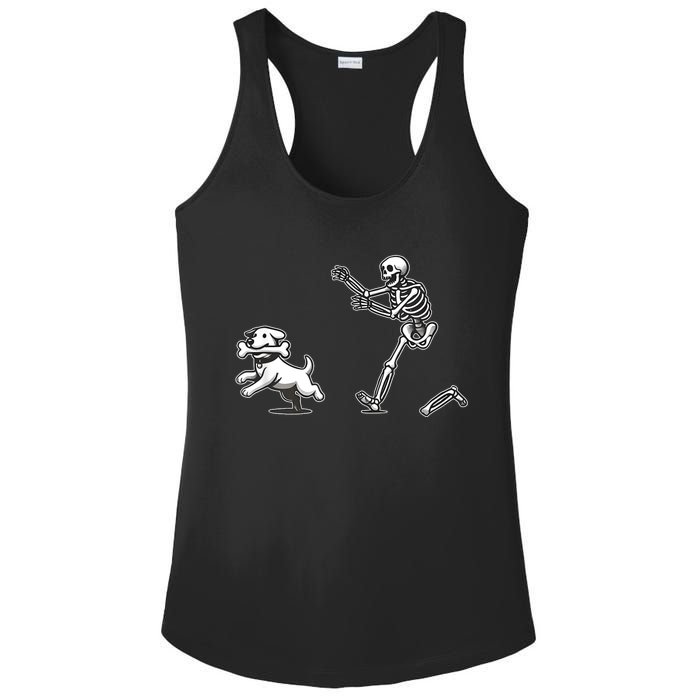 Halloween Dog Funny Skeleton Skeleton Chasing Dog Ladies PosiCharge Competitor Racerback Tank