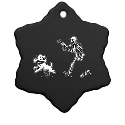 Halloween Dog Funny Skeleton Skeleton Chasing Dog Ceramic Star Ornament