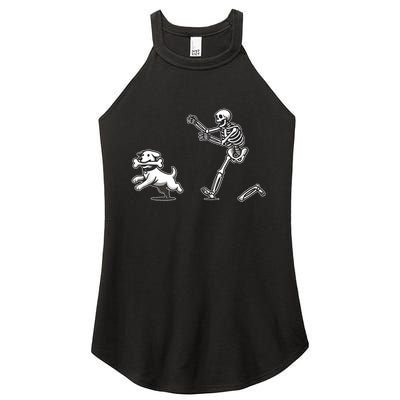 Halloween Dog Funny Skeleton Skeleton Chasing Dog Women's Perfect Tri Rocker Tank