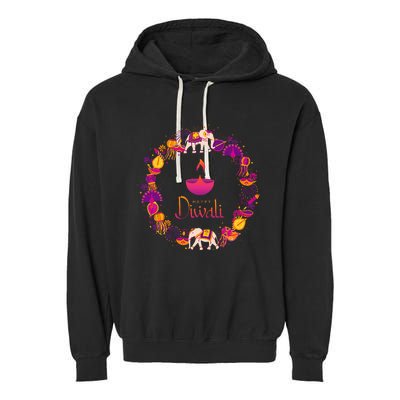 Happy Diwali Festival Of Lights Deepavali Hindu Indian Garment-Dyed Fleece Hoodie