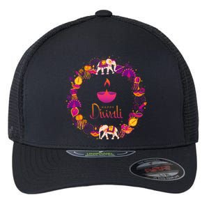 Happy Diwali Festival Of Lights Deepavali Hindu Indian Flexfit Unipanel Trucker Cap