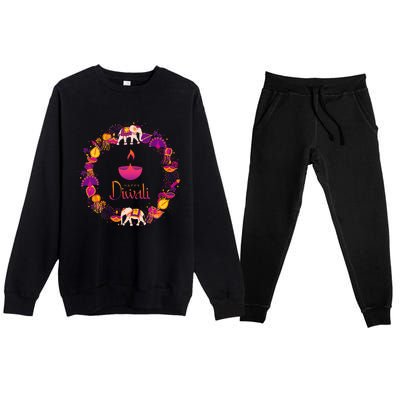 Happy Diwali Festival Of Lights Deepavali Hindu Indian Premium Crewneck Sweatsuit Set