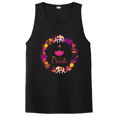 Happy Diwali Festival Of Lights Deepavali Hindu Indian PosiCharge Competitor Tank