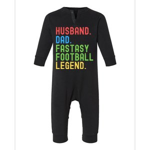 Husband Dad Fantasy Football Legend Funny Husband Father Funny Draft Fathers Infant Fleece One Piece