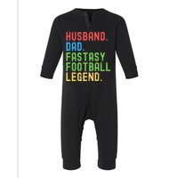 Husband Dad Fantasy Football Legend Funny Husband Father Funny Draft Fathers Infant Fleece One Piece