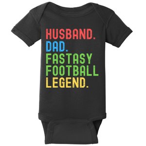 Husband Dad Fantasy Football Legend Funny Husband Father Funny Draft Fathers Baby Bodysuit