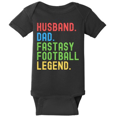 Husband Dad Fantasy Football Legend Funny Husband Father Funny Draft Fathers Baby Bodysuit