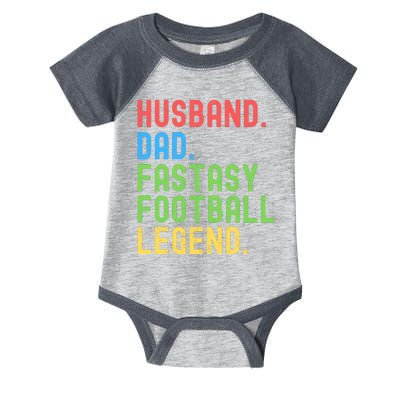 Husband Dad Fantasy Football Legend Funny Husband Father Funny Draft Fathers Infant Baby Jersey Bodysuit