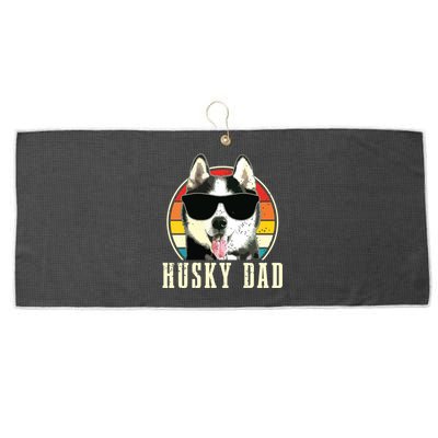 Husky Dad Funny Dog Sunglasses Vintage Siberian Husky Large Microfiber Waffle Golf Towel