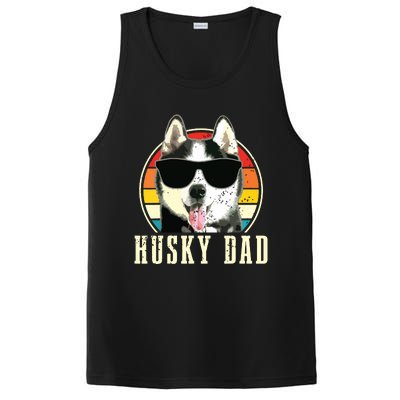 Husky Dad Funny Dog Sunglasses Vintage Siberian Husky PosiCharge Competitor Tank