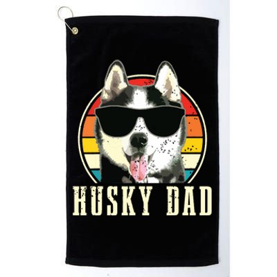 Husky Dad Funny Dog Sunglasses Vintage Siberian Husky Platinum Collection Golf Towel