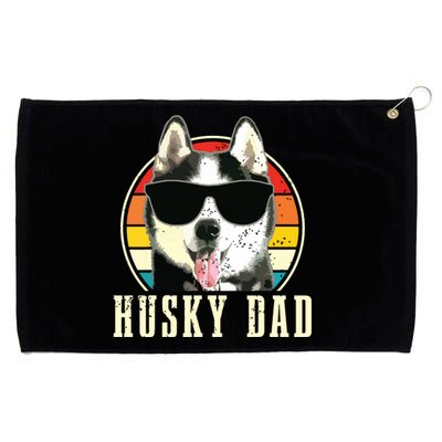 Husky Dad Funny Dog Sunglasses Vintage Siberian Husky Grommeted Golf Towel