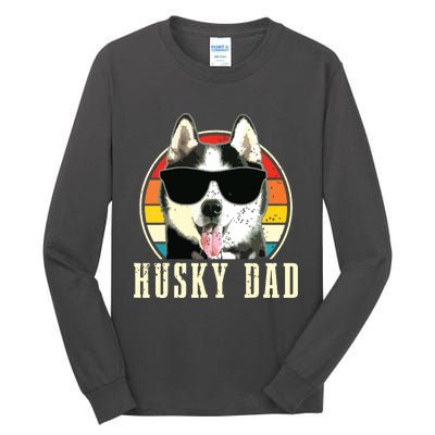 Husky Dad Funny Dog Sunglasses Vintage Siberian Husky Tall Long Sleeve T-Shirt