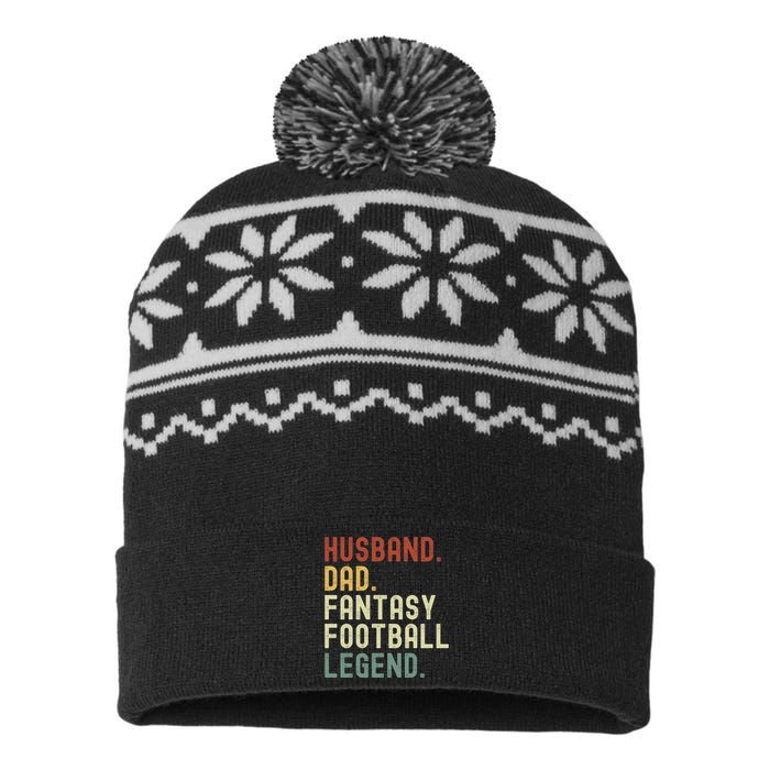 Husband Dad Fantasy Football Legend Funny Draft Funny Husband Father Fathers USA-Made Snowflake Beanie