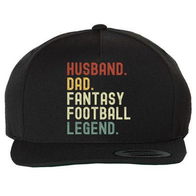 Husband Dad Fantasy Football Legend Funny Draft Funny Husband Father Fathers Wool Snapback Cap