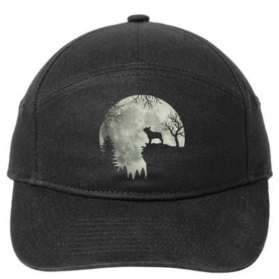 Halloween Dog Frenchie Frenchie Dog Moon Howl In Forest 7-Panel Snapback Hat