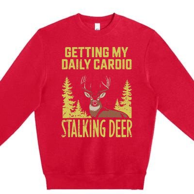 Hunting Dad Fitness Cardio With Deer Hunting Premium Crewneck Sweatshirt