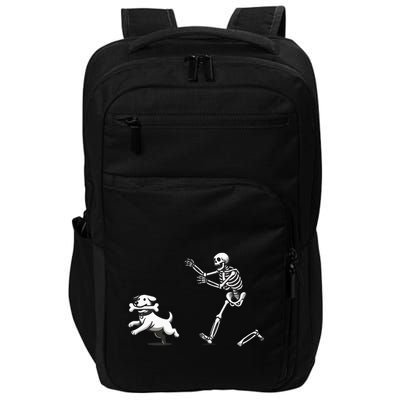 Halloween Dog Funny Skeleton Skeleton Chasing Dog Impact Tech Backpack