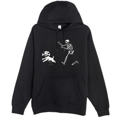 Halloween Dog Funny Skeleton Skeleton Chasing Dog Premium Pullover Hoodie