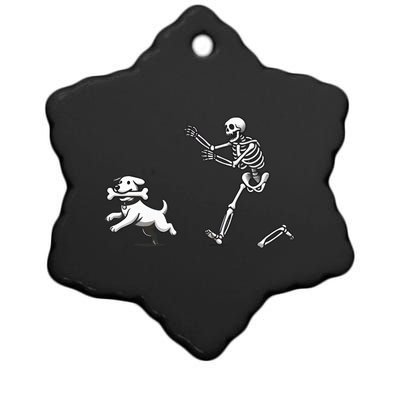 Halloween Dog Funny Skeleton Skeleton Chasing Dog Ceramic Star Ornament