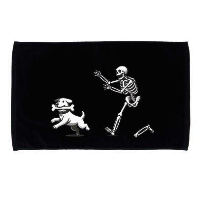 Halloween Dog Funny Skeleton Skeleton Chasing Dog Microfiber Hand Towel