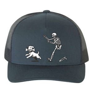 Halloween Dog Funny Skeleton Skeleton Chasing Dog Yupoong Adult 5-Panel Trucker Hat