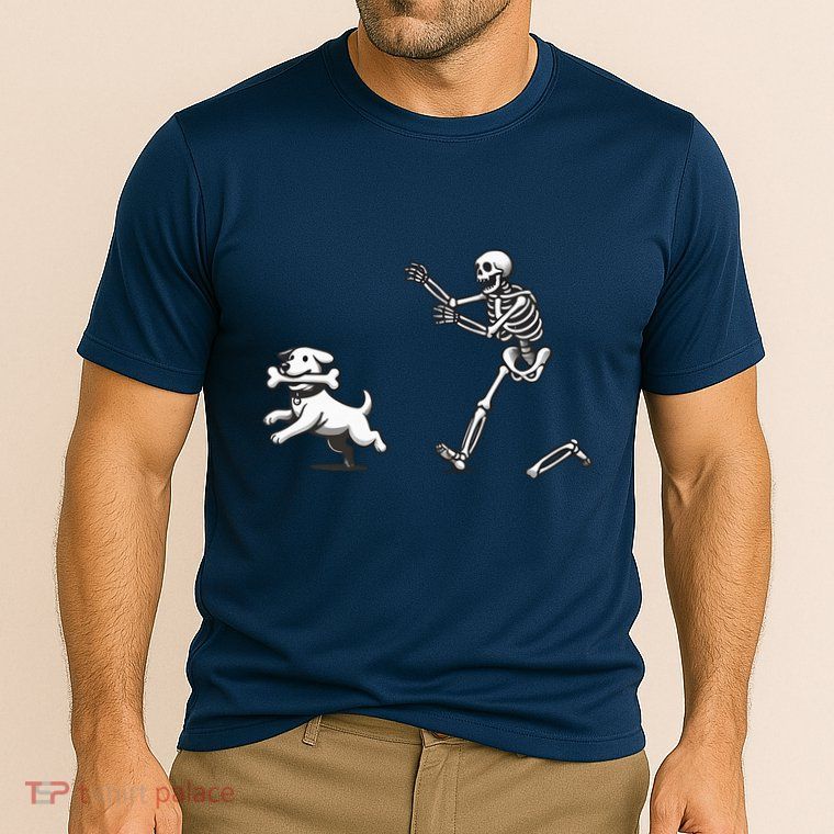 Halloween Dog Funny Skeleton Skeleton Chasing Dog Performance Shirt