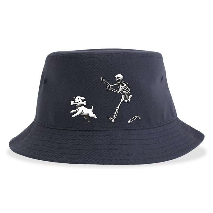 Halloween Dog Funny Skeleton Skeleton Chasing Dog Sustainable Bucket Hat